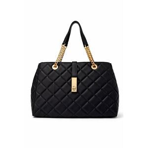 ALDO Black Quilted Gold Chain Tote | Chic Structured Shoulder Handbag